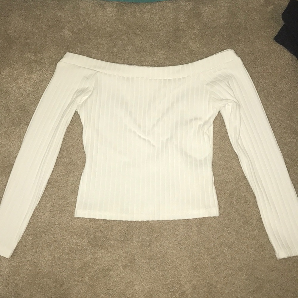 White ribbed off the shoulder top